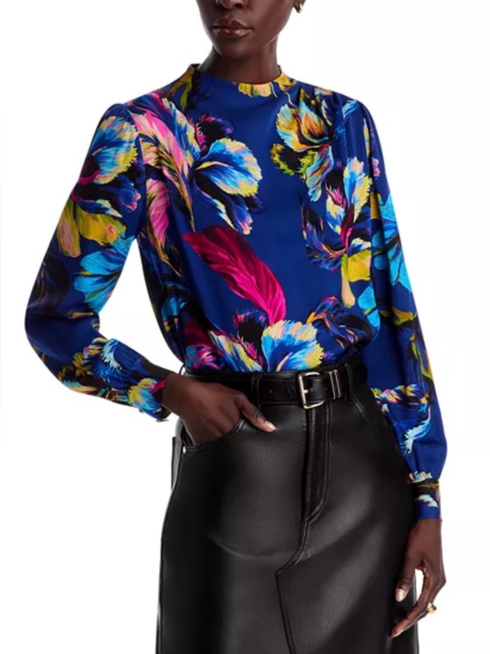 Elie Tahari The Tien Blouse Daphnes Garden Print Silk Floral Women's Medium